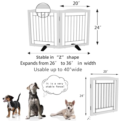 Freestanding Dog Fence Indoor (White / 【2 Panels】40''w x 24''h)