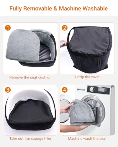 Dog Booster Car Seat with Extend Backrest for Small Medium Pet (Black&Grey / 18.5"l X 18.5"w X 22"h)