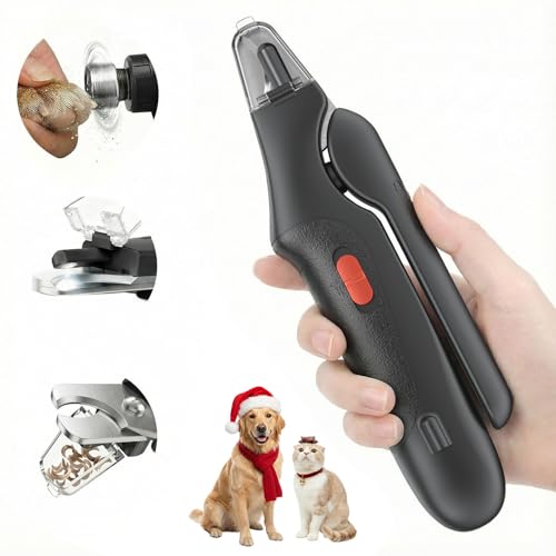 2 in 1 Dog Nail Clippers & Cat Nail Clippers Trimmers for Large Medium Small Dogs Cats Claw Trimmer Quick Sensor and Safety Guard USB Rechargeable Dogs Nail Trimmer with Catcher & 2 LED Lights (Black)