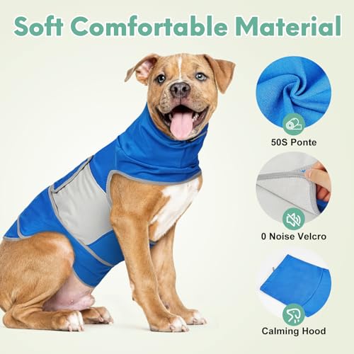 Dog Anxiety Vest for Calming Stress Relief (Blue / L)