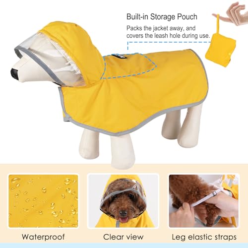 Dog Raincoat Waterproof Rain Jacket (A-Yelllow / X-Large)