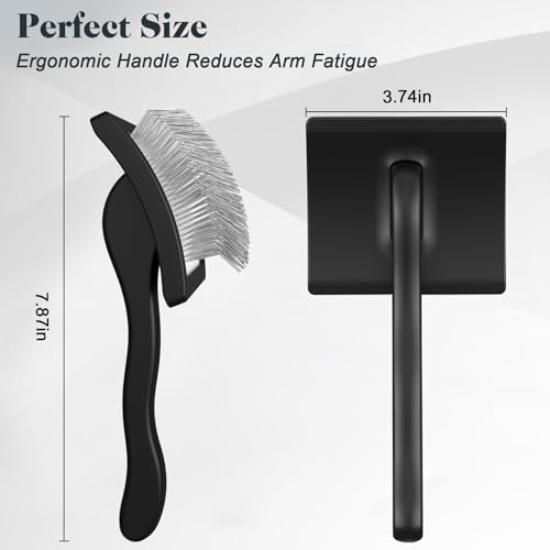 2PCS Slicker Brush for Dogs & Pet Comb (Black / Large)