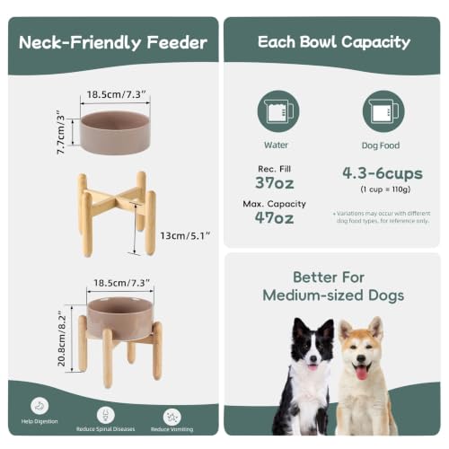 Ceramic Dog Bowls Elevated (Brown Coffee)