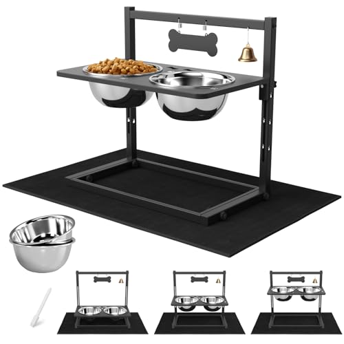 Elevated Dog Bowls with Mat (metal plate - large dogs)