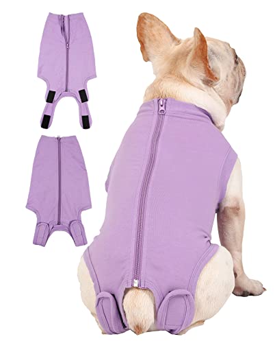 Dog Surgery Recovery Suit (M(Back12 - 14" Chest 17 - 20" Weight16 - 24lb) / Purple)
