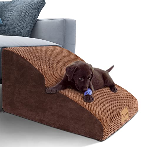 High Density Extended Foam Dog Ramp&Steps 2 Tiers (Brown / 21.7*15.7*11.8)