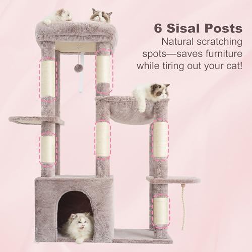 Heavy Duty Cat Tree with Large Base for Large Indoor Cats HCT026MU (Rosy Brown / L)