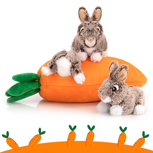 Squeaky Hide and Seek Dog Toys for Small and Medium Dogs (Rabbit)