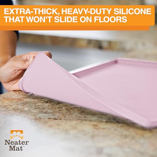 Neater Mat Pet Mats for Food and Water (24"L x 16"W / Light Pink)