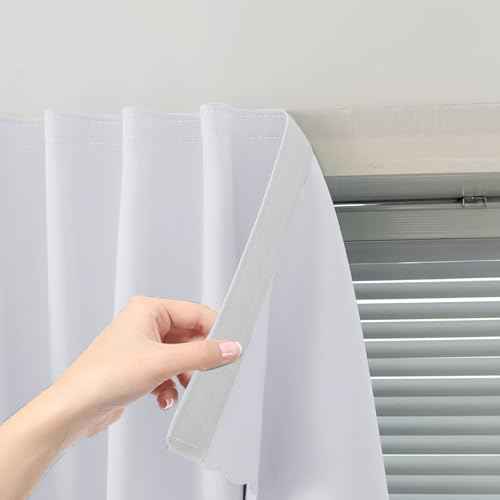 self Adhesive Curtains Portable Blackout Curtain Simple and Easy to Install Bedroom Window Thermal Lnsulated Kitchen Room Darkening Black Small Drapes (35"W x 79"L (Pack of 2) / White)