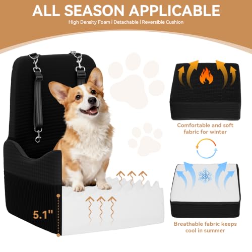 Dog Car Seat with Patented Safety System (Black / Medium)