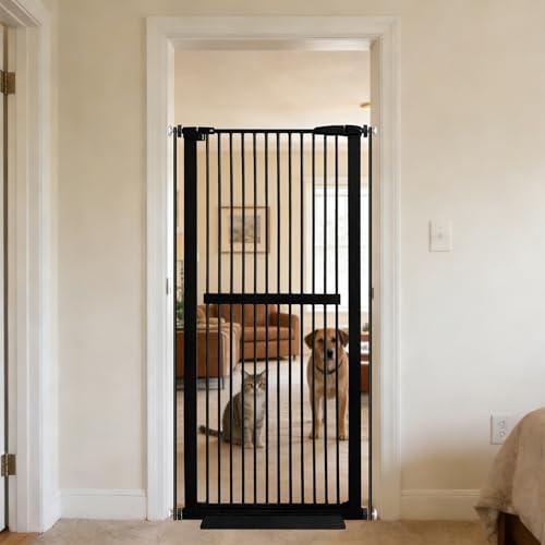 61.02" Extra Tall Pet Gate for Cat Dog 30.12" (61.02" H-black / 30.12"-34.05" W)