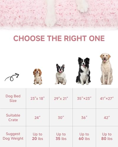 Washable Dog Bed Medium Size Dog Crate Bed Plush Pet Mat 35"x23" Pink (Pink / 35.0"L x 23.0"W x 3.5"Th)