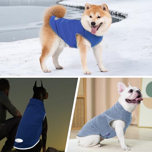 2 Pack Fleece Dog Sweater Pullover Lightweight Reflective Jacket (XXX-Large / Blue & Mist Blue)