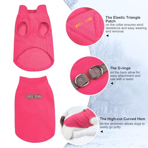 Dog Fleece Vest Sweater Winter Jacket for Small and Medium Dogs with D (Small / ROSEO)