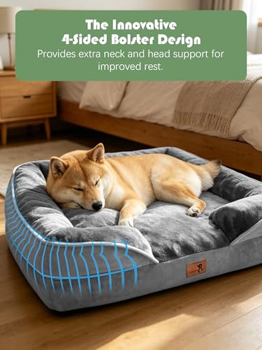 Orthopedic Dog Bed with Sides (28.0"L x 23.0"W x 6.5"Th / Grey)