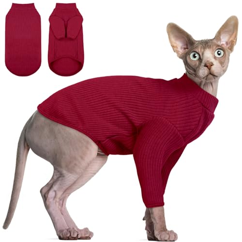 Sphynx Hairless Cats Shirt Pullover Kitten T (XX-Large / Red)