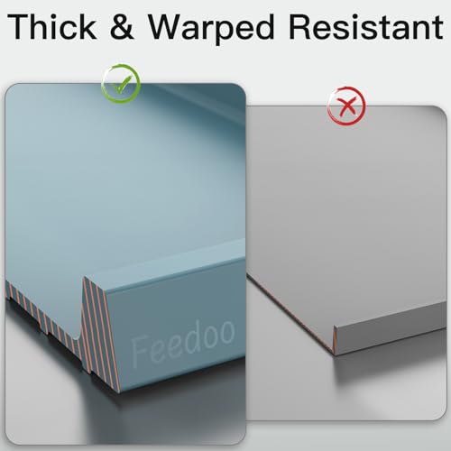 Pet Feeding Mat [Warped Resistant Raised Edge] (18.5"L x 11.5"W / Blue)