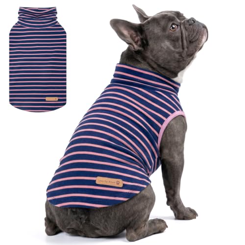 Dog Sweater Soft Fleece Warm Turtleneck Dog Sweaters for Small Dogs (Medium / Purple Stripes)