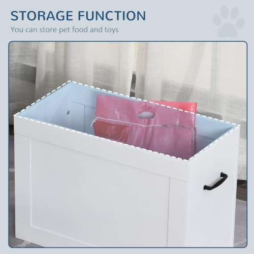 Raised Pet Feeding Storage Station for Large Dogs (White)