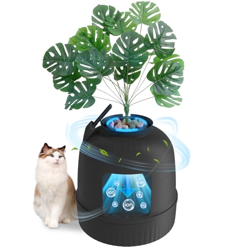 Hidden Plant Cat Litter Box with Electric Odor Control System Black (Black)