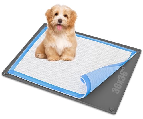Dog Pee Pad Holder Tray Fits for 30” x 36” Pee Pads (30 x 36 Inches - 2 Pack / Gray)