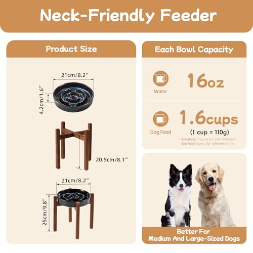 Raised Slow Feeder Dog Bowls (1 x Starry Sky + Stand - A / L- 8.2inch / 1.6 Cups)