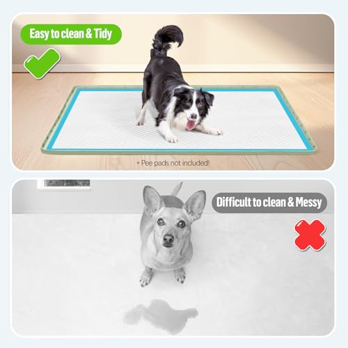 Pee Pad Holder for Dogs 34''x22'' Silicone Puppy Pee Pad Tray (Green)