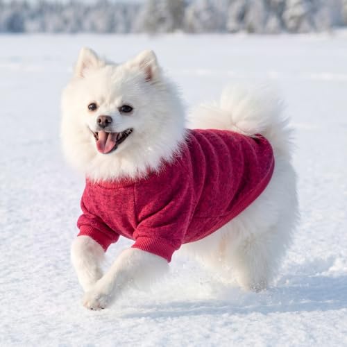 3 Pack Dog Sweaters for Small Dogs Girl Boy Winter Fleece Clothes Warm Soft Dog Sweatshirt Outfit for Dogs Cats Pet Apparel (Wine red+purple+Pink / S (Back: 11.8", Chest: 15.7", 5.5-10 lbs))