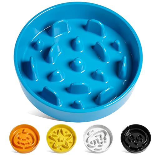 Dog Bowls Slow Feeder Ceramic (Vortex Blue / M-1.5 Cups)