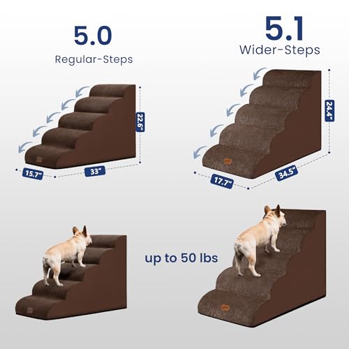 Ramp Dog Stairs for High Beds 24.4" H (Brown / 5-Step-Update (34.5"D x 17.7"W x 24.4"H))