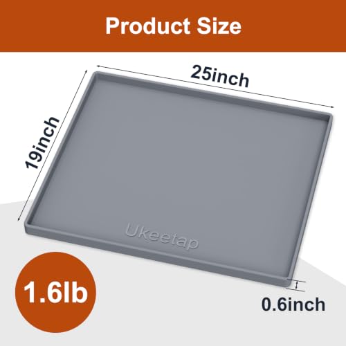 19" x 25" Extra Thick Silicone Mat Waterproof with Raised Edge (Gray / 19"L x 25"W)