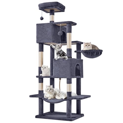 66 Inch Cat Tree Tower for Indoor Cats and Kittens (Deep Grey / 66 IN)