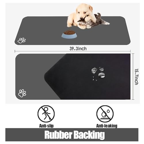 Large Pet Feeding Mat (deep pink / 36"L x 24"W)