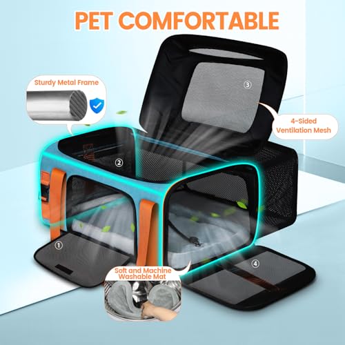 Top and Side Expandable Pet Carrier Airline Approved (Blue with Side Expandable)