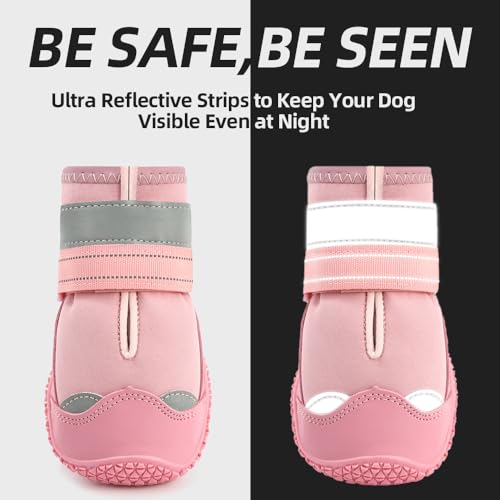 Dog Boots for Large Dogs (Pink / Width 2.55 Inch)