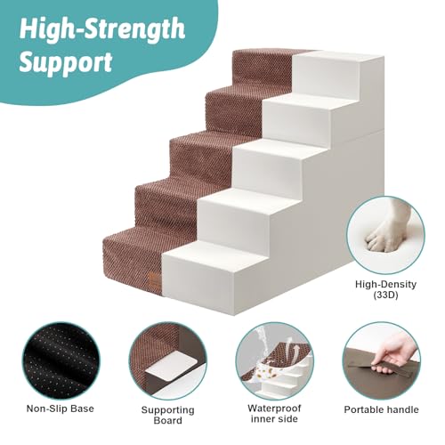 Dog Stairs for Small Dogs (Brown / 19.7x29.5x23.6 inch)