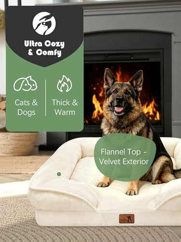Orthopedic Dog Bed with Sides (42.0"L x 32.0"W x 6.5"Th / Ivory)