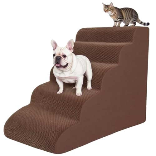 5 Step Pet Stairs Ramp for High Beds Sofas 23 (Brown / 5-step)