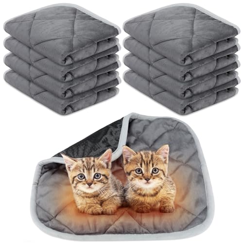 8 Pack Self Heating Cat Mat (Gray / 16 x 16 Inch)