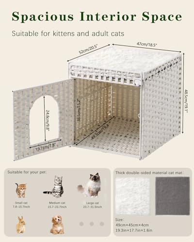 Cat Houses for Indoor Cats Extra Large Double Cat Cave (White / Rectangle-XL)