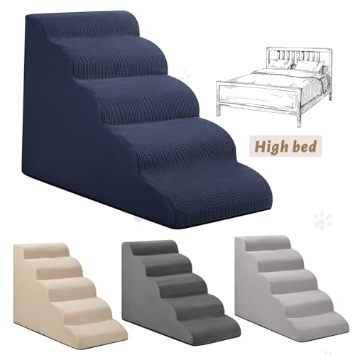 Dog Stairs for High Bed (Blue / Standard 5-Step 22.2"H)