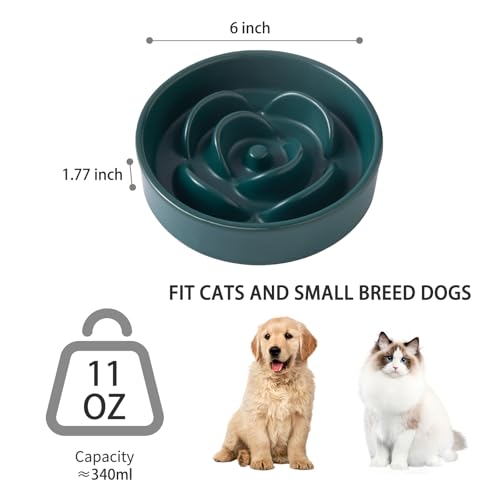 6'' Ceramic Slow Feeder Dog Bowls (6 inch / Green)