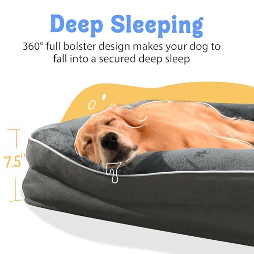 Orthopedic Washable XXL Dog Bed for Extra Large Dogs (Dark Grey / 45"L x 35"W x 7.5"Th)