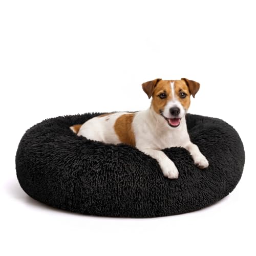Orthopedic Dog Bed Comfortable Donut Cuddler Round Pet Beds Ultra Soft Washable Dog and Cat Cushion (S-PLUS(27''x 27'') / Black)