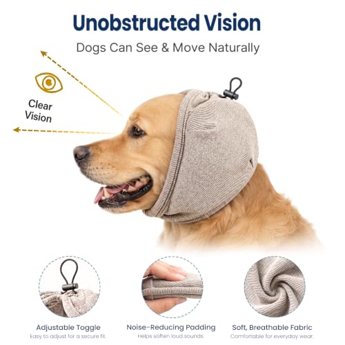 Dog Ear Muffs for Noise Protection Adjustable Earwrap Dark Khaki S (Khaki - S / Small)