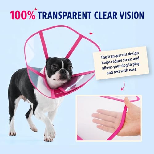 Soft Neck Pad Hard Plastic Dog Surgery Recovery Cone Collar for Large Dogs (Rosered / X-Large)