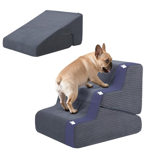 Dog Ramp for Bed (Grey / Extra Wide 3 Step)
