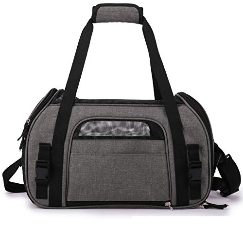 Soft Sided Pet Carrier for Cats & Small Dogs (19.0"L x 10.0"W x 13.0"H / Charcoal Gray)