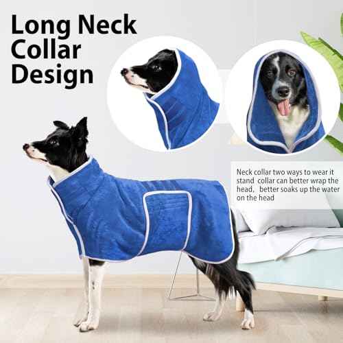 Dog Bathrobe Towel Dog Drying Coat (Medium Blue‌ / XX-Large)